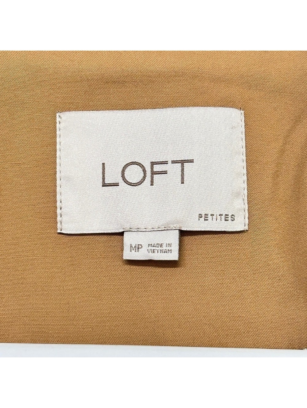 LOFT Women's Camel Tan Cotton Drawstring Waist Trench Coat Petite Size MP - Picture 6 of 9